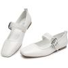 imageTrary Womens Ballet FlatsMary Jane Shoes for WomenSquare Toe Dressy Comfortable ShoesWhite