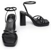 imageTrary Gold ampamp White Heels  Square Toe 3 inch Platform Strappy ampamp Block Heels for Wide Feet Ankle Strap Y2k Shoes for PromBlack Pu