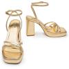imageTrary Gold ampamp White Heels  Square Toe 3 inch Platform Strappy ampamp Block Heels for Wide Feet Ankle Strap Y2k Shoes for PromGold Pu