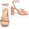 imageTrary Gold ampamp White Heels  Square Toe 3 inch Platform Strappy ampamp Block Heels for Wide Feet Ankle Strap Y2k Shoes for PromNude Pu