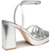 imageTrary Gold ampamp White Heels  Square Toe 3 inch Platform Strappy ampamp Block Heels for Wide Feet Ankle Strap Y2k Shoes for PromSilver Pu