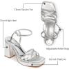 imageTrary Gold ampamp White Heels  Square Toe 3 inch Platform Strappy ampamp Block Heels for Wide Feet Ankle Strap Y2k Shoes for PromSilver Pu