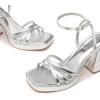 imageTrary Gold ampamp White Heels  Square Toe 3 inch Platform Strappy ampamp Block Heels for Wide Feet Ankle Strap Y2k Shoes for PromSilver Pu