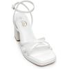 imageTrary Gold ampamp White Heels  Square Toe 3 inch Platform Strappy ampamp Block Heels for Wide Feet Ankle Strap Y2k Shoes for PromWhite Pu