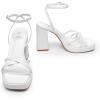 imageTrary Gold ampamp White Heels  Square Toe 3 inch Platform Strappy ampamp Block Heels for Wide Feet Ankle Strap Y2k Shoes for PromWhite Pu
