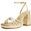 imageTrary Gold ampamp White Heels  Square Toe 3 inch Platform Strappy ampamp Block Heels for Wide Feet Ankle Strap Y2k Shoes for PromGold Pu