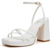 imageTrary Gold ampamp White Heels  Square Toe 3 inch Platform Strappy ampamp Block Heels for Wide Feet Ankle Strap Y2k Shoes for PromWhite Pu