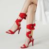 imageTrary Pink Purple Nude Red Black Heels for Women Lace Up Chunky Heels for Women Strappy Heels for Women Sandals High Platform Stripper Heels Comfortable Wide Width Tie Up Heels 3 Inch Open ToeStiletto Red