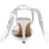 imageTrary Pink Purple Nude Red Black Heels for Women Lace Up Chunky Heels for Women Strappy Heels for Women Sandals High Platform Stripper Heels Comfortable Wide Width Tie Up Heels 3 Inch Open ToeWhite Silk