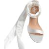 imageTrary Pink Purple Nude Red Black Heels for Women Lace Up Chunky Heels for Women Strappy Heels for Women Sandals High Platform Stripper Heels Comfortable Wide Width Tie Up Heels 3 Inch Open ToeWhite Silk