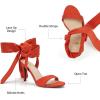 imageTrary Pink Purple Nude Red Black Heels for Women Lace Up Chunky Heels for Women Strappy Heels for Women Sandals High Platform Stripper Heels Comfortable Wide Width Tie Up Heels 3 Inch Open ToeStiletto Red