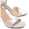 imageTrary Pink Purple Nude Red Black Heels for Women Lace Up Chunky Heels for Women Strappy Heels for Women Sandals High Platform Stripper Heels Comfortable Wide Width Tie Up Heels 3 Inch Open ToeWhite Silk