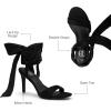 imageTrary Pink Purple Nude Red Black Heels for Women Lace Up Chunky Heels for Women Strappy Heels for Women Sandals High Platform Stripper Heels Comfortable Wide Width Tie Up Heels 3 Inch Open ToeBlack Suede