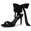 imageTrary Pink Purple Nude Red Black Heels for Women Lace Up Chunky Heels for Women Strappy Heels for Women Sandals High Platform Stripper Heels Comfortable Wide Width Tie Up Heels 3 Inch Open ToeBlack Suede