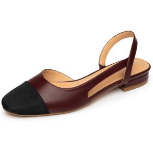 imageTrary Flats for WomenBlack Shoes Women Womens Flats Comfortable Dressy Slingback Flats for Women Ankle Strap Flat Dress Shoes for Women Womens Flats Round Toe Black Flats for Women DressyWine Red