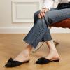 imageTrary Womens Black Bow Pointed Toe Mules Modern Mule Size 5Black Suede