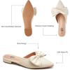 imageTrary Womens Black Bow Pointed Toe Mules Modern Mule Size 5Matte Pu White