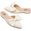 imageTrary Womens Black Bow Pointed Toe Mules Modern Mule Size 5Matte Pu White