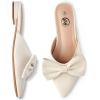 imageTrary Womens Black Bow Pointed Toe Mules Modern Mule Size 5Matte Pu White