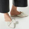 imageTrary Womens Black Bow Pointed Toe Mules Modern Mule Size 5Matte Pu White