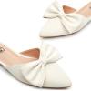imageTrary Womens Black Bow Pointed Toe Mules Modern Mule Size 5Matte Pu White