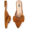 imageTrary Womens Black Bow Pointed Toe Mules Modern Mule Size 5Suede Brown