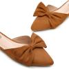 imageTrary Womens Black Bow Pointed Toe Mules Modern Mule Size 5Suede Brown