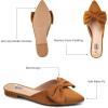 imageTrary Womens Black Bow Pointed Toe Mules Modern Mule Size 5Suede Brown