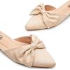 imageTrary Womens Black Bow Pointed Toe Mules Modern Mule Size 5Suede Cream
