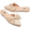 imageTrary Womens Black Bow Pointed Toe Mules Modern Mule Size 5Suede Cream