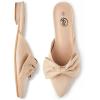 imageTrary Womens Black Bow Pointed Toe Mules Modern Mule Size 5Suede Cream