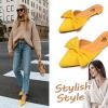 imageTrary Womens Black Bow Pointed Toe Mules Modern Mule Size 5Yellow