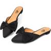 imageTrary Womens Black Bow Pointed Toe Mules Modern Mule Size 5Black Suede