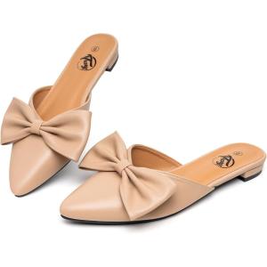 imageTrary Womens Black Bow Pointed Toe Mules Modern Mule Size 5Puapricot