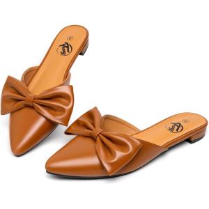 imageTrary Womens Black Bow Pointed Toe Mules Modern Mule Size 5Pubrown