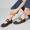 imageTrary Ballet Flats for WomenMesh Mary Jane ShoesDouble Buckle Strap Spring Summer Shoes Comfortable DressyBlack