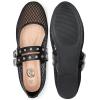 imageTrary Ballet Flats for WomenMesh Mary Jane ShoesDouble Buckle Strap Spring Summer Shoes Comfortable DressyBlack