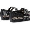 imageTrary Ballet Flats for WomenMesh Mary Jane ShoesDouble Buckle Strap Spring Summer Shoes Comfortable DressyBlack