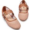 imageTrary Ballet Flats for WomenMesh Mary Jane ShoesDouble Buckle Strap Spring Summer Shoes Comfortable DressyBrown