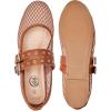 imageTrary Ballet Flats for WomenMesh Mary Jane ShoesDouble Buckle Strap Spring Summer Shoes Comfortable DressyBrown