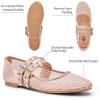 imageTrary Ballet Flats for WomenMesh Mary Jane ShoesDouble Buckle Strap Spring Summer Shoes Comfortable DressyNude