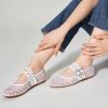 imageTrary Ballet Flats for WomenMesh Mary Jane ShoesDouble Buckle Strap Spring Summer Shoes Comfortable DressyWhite