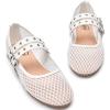 imageTrary Ballet Flats for WomenMesh Mary Jane ShoesDouble Buckle Strap Spring Summer Shoes Comfortable DressyWhite