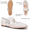 imageTrary Ballet Flats for WomenMesh Mary Jane ShoesDouble Buckle Strap Spring Summer Shoes Comfortable DressyWhite