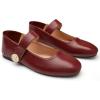 imageTrary Flats for Women Mary Jane Shoes Dress Shoes for Women Comfortable Business Office Casual with VelcroBurgundy
