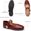 imageTrary Flats for Women Mary Jane Shoes Dress Shoes for Women Comfortable Business Office Casual with VelcroBurgundy