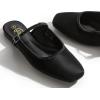 imageTrary Mules for Woman Mary Jane Flat Shoes Slip on Comfortable Backless Loafers Flats Square Toe Office Casual VintageBlack