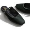 imageTrary Mules for Woman Mary Jane Flat Shoes Slip on Comfortable Backless Loafers Flats Square Toe Office Casual VintageDeep Forest Green