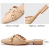 imageTrary Mules for WomenComfortable Pointed Toe FlatsBackless Loafers SlipOns Womens ClogsBusiness Casual Fall Winter Shoes Women DressyNude