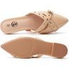 imageTrary Mules for WomenComfortable Pointed Toe FlatsBackless Loafers SlipOns Womens ClogsBusiness Casual Fall Winter Shoes Women DressyNude